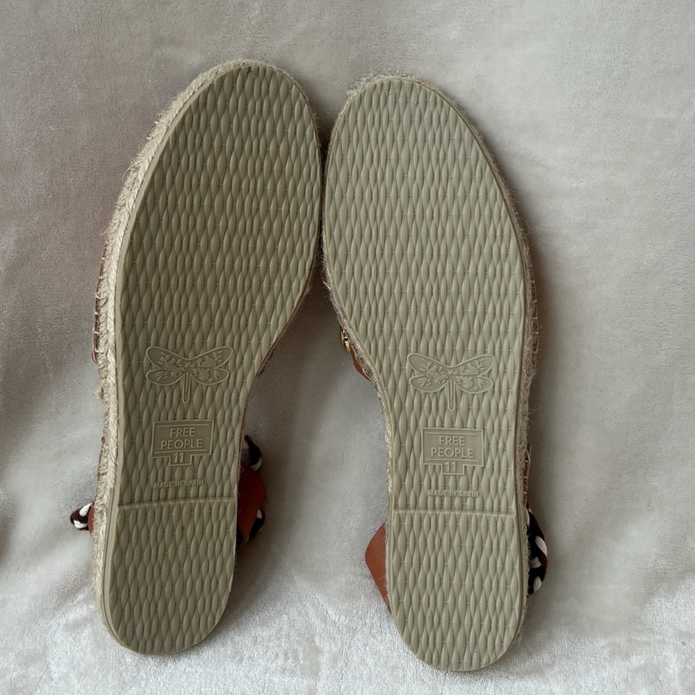 NEW Size 11 Womens Free People Strappy Brown Leather Wander Wrap Espadrilles - Picture 8 of 8